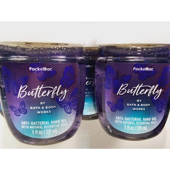 5 BUTTERFLY Bath Body Works Anti Bacterial Hand Gel 1oz Pocketbac New - Picture 1 of 6